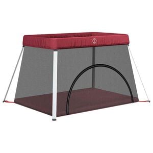 vidaXL Parc pour b&eacute;b&eacute; avec matelas Rouge Tissu de lin