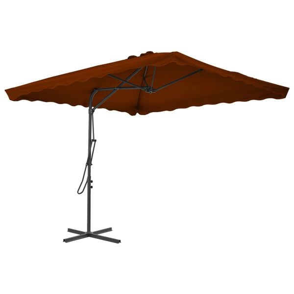 vidaXL Parasol de jardin avec m&acirc;t en acier terre cuite 250x250x230 cm