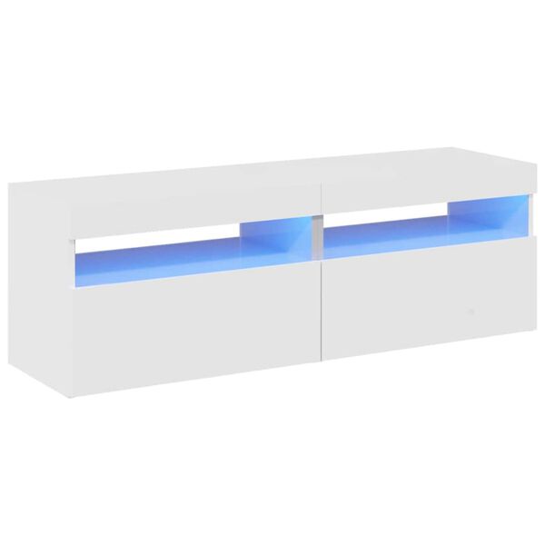 vidaXL Meubles TV avec lumières LED 2 pcs blanc brillant 60x35x40 cm