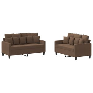 vidaXL Ensemble de canap&eacute;s 2 pcs avec coussins Marron Tissu