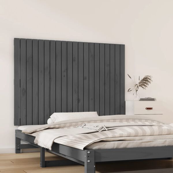 vidaXL T&ecirc;te de lit murale Gris 127,5x3x90 cm Bois massif de pin