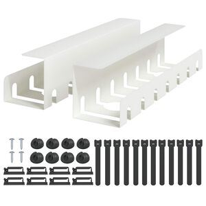 vidaXL Plateau de gestion de c&acirc;bles sous le bureau 2 pc Blanc