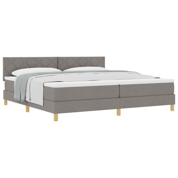 vidaXL Lit &agrave; ressorts avec matelas Taupe 200 x 200 cm tissu