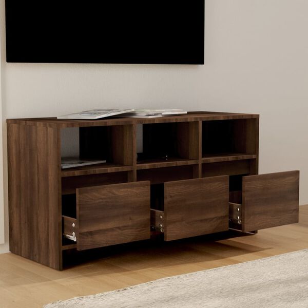 vidaXL Meuble TV Ch&ecirc;ne marron 102x37,5x52,5 cm Bois d'ing&eacute;nierie