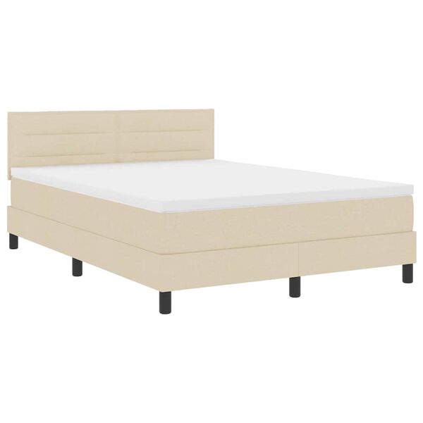 vidaXL Lit boxspring avec matelas Cr&egrave;me 140 x 200 cm tissu