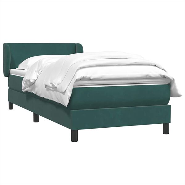 vidaXL Sommier &agrave; lattes de lit et matelas vert fonc&eacute; 80x210 cm velours