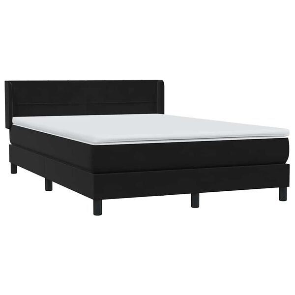 vidaXL Sommier &agrave; lattes de lit avec matelas noir 140x210 cm velours