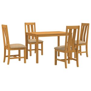 vidaXL Ensemble de salle &agrave; manger 5 pc Beige Bois de ch&ecirc;ne massif