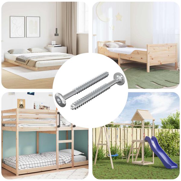 vidaXL Vis en bois 2 pcs Argent&eacute; M6 x 70 mm Acier