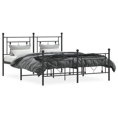 vidaXL Cadre de lit métal sans matelas avec pied de lit noir 150x200cm