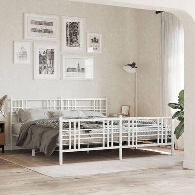 vidaXL Cadre de lit métal sans matelas et pied de lit blanc 180x200 cm