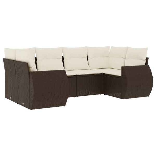 vidaXL Salon de jardin avec coussins 6 pcs marron r&eacute;sine tress&eacute;e