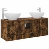 vidaXL Ensemble d'armoire de salle de bain 3 pc Ch&ecirc;ne fum&eacute;