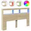vidaXL Armoire t&ecirc;te de lit avec LED ch&ecirc;ne sonoma 160x17x102 cm