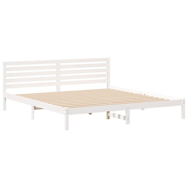 vidaXL Cadre de lit avec t&ecirc;te de lit Blanc 200 x 210 cm Pin massif