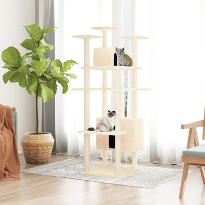 vidaXL Arbre à chat avec griffoirs en sisal Crème 162 cm