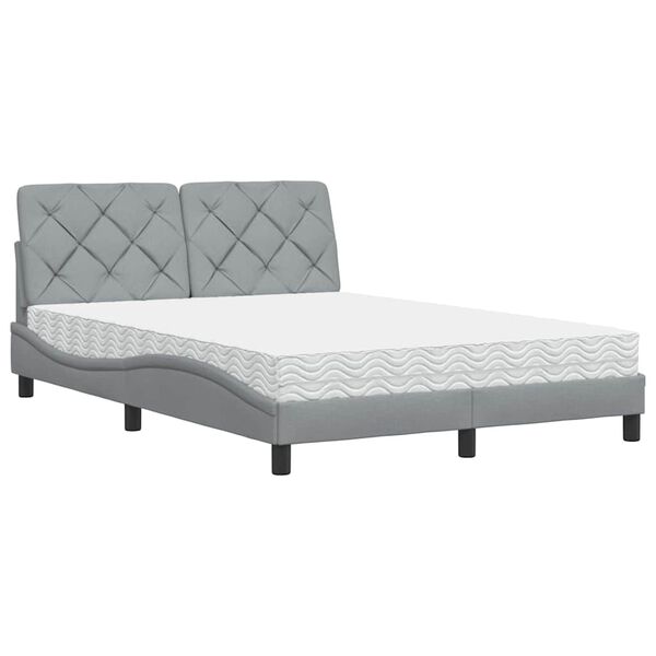 vidaXL Lit avec matelas gris clair 140x200 cm tissu