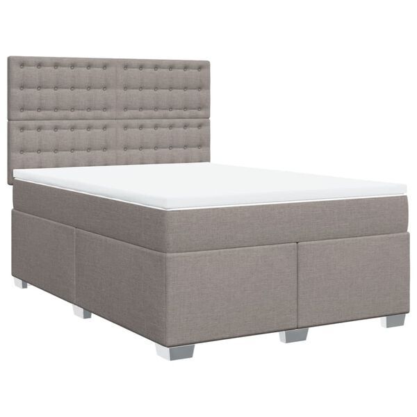 vidaXL Sommier &agrave; lattes de lit avec matelas Taupe 140x200 cm Tissu