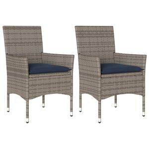 vidaXL Chaises de jardin avec coussins lot de 2 gris r&eacute;sine tress&eacute;e
