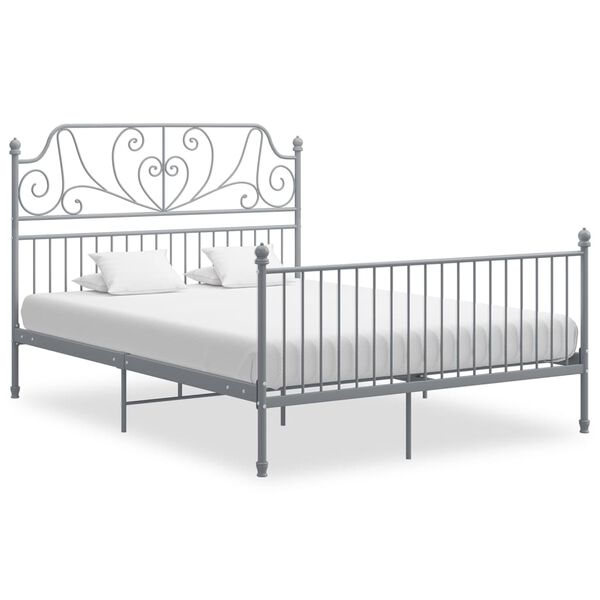 vidaXL Cadre de lit sans matelas gris m&eacute;tal 160x200 cm