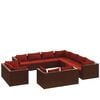 vidaXL Salon de jardin 11 pcs avec coussins Marron R&eacute;sine tress&eacute;e