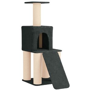vidaXL Arbre &agrave; chat avec poteaux &agrave; griffer en sisal Gris fonc&eacute; 146 cm