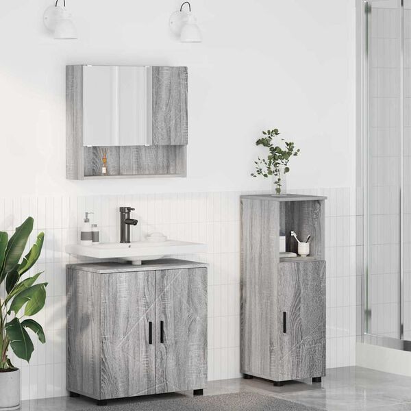 vidaXL Ensemble de mobilier de salle de bain 3 pcs Gris Sonoma