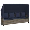 vidaXL Chaise longue avec auvent et coussins gris r&eacute;sine tress&eacute;e