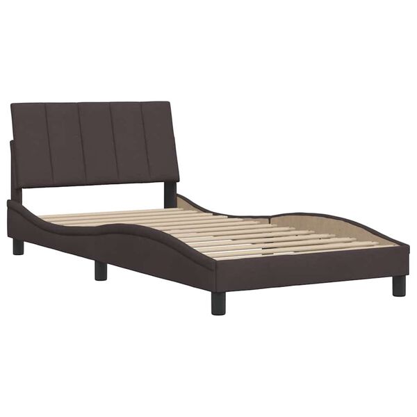 vidaXL Cadre de lit sans matelas Hanko marron fonc&eacute; 100x200 cm tissu
