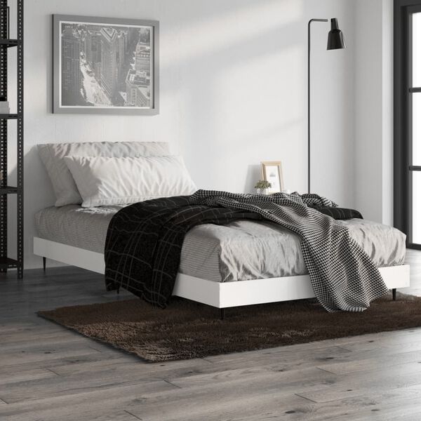 vidaXL Cadre de lit sans matelas blanc 90x200 cm bois d'ing&eacute;nierie