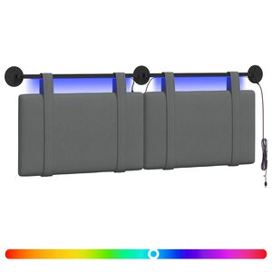 vidaXL T&ecirc;te de lit suspendue Avec lumi&egrave;re LED Gris fonc&eacute; Tissu
