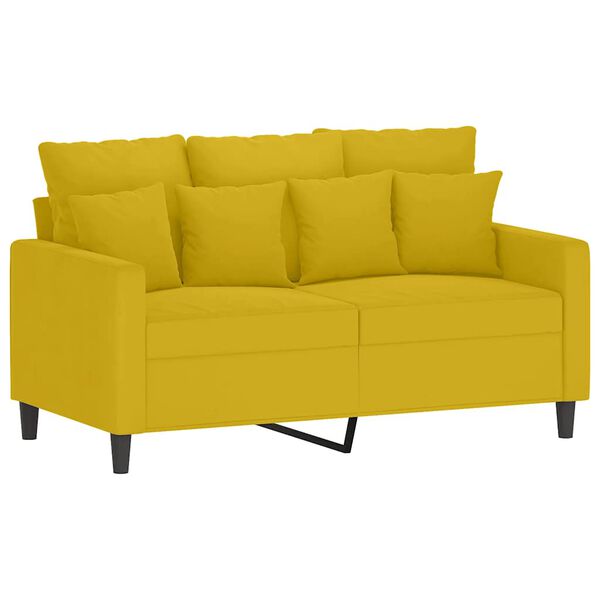 vidaXL Ensemble de canap&eacute;s 3 pcs avec coussins Jaune Velours