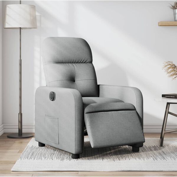 vidaXL Fauteuil inclinable &eacute;lectrique Gris clair Tissu