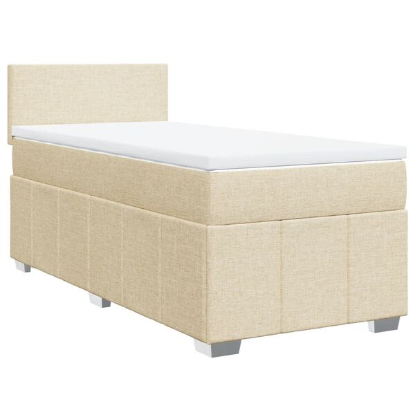 vidaXL Sommier &agrave; lattes de lit avec matelas Cr&egrave;me 90x200 cm Tissu