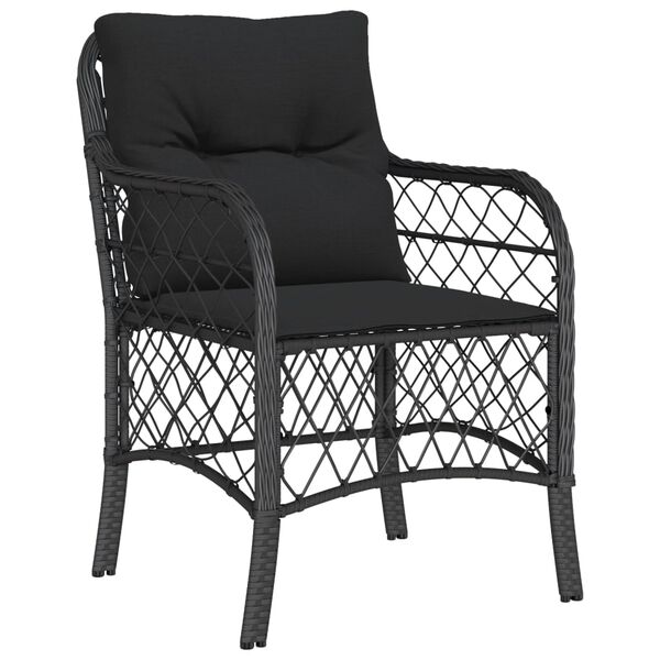 vidaXL Ensemble &agrave; manger de jardin coussins 7pcs Noir R&eacute;sine tress&eacute;e