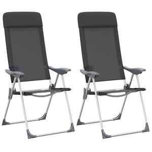 vidaXL Chaise pliante de camping lot de 2 Noir Aluminium