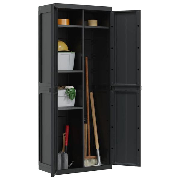 vidaXL Armoire de rangement d'ext&eacute;rieur noir 65x37x165 cm PP