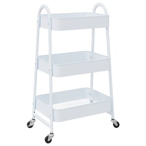 VidaXL Chariot de rangement &agrave; 3 niveaux blanc 42x41,5x77 cm acier