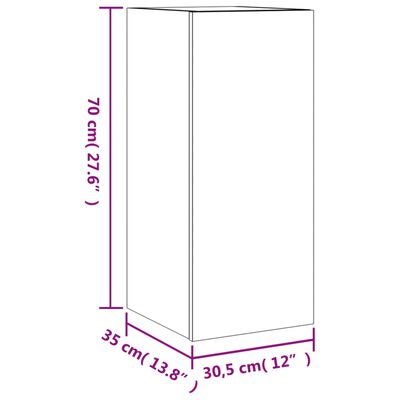 vidaXL Meubles TV muraux et lumières LED 2pcs sonoma gris 30,5x35x70cm