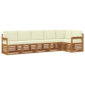 vidaXL Ensemble de canap&eacute;s d'ext&eacute;rieur 6 pc Naturel et Cr&egrave;me Polyester