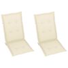 vidaXL Chaises de jardin lot de 2 et coussins cr&egrave;me Bois teck massif