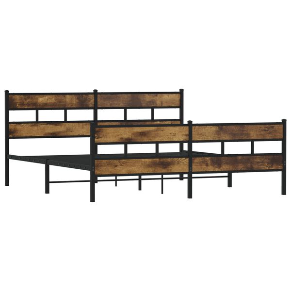 vidaXL Cadre de lit en métal sans matelas chêne fumé 193x203 cm