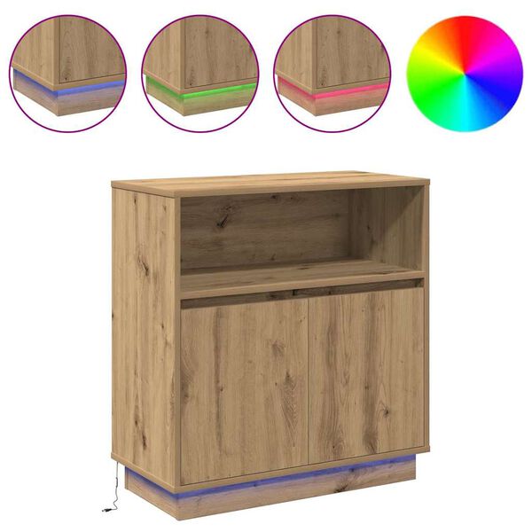 vidaXL Buffet LED Chêne artisanal 71 x 34,5 x 75 cm Bois d'ingénierie