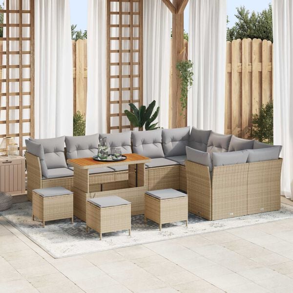 vidaXL Ensemble de canapé de jardin 13 pcs beige et gris clair
