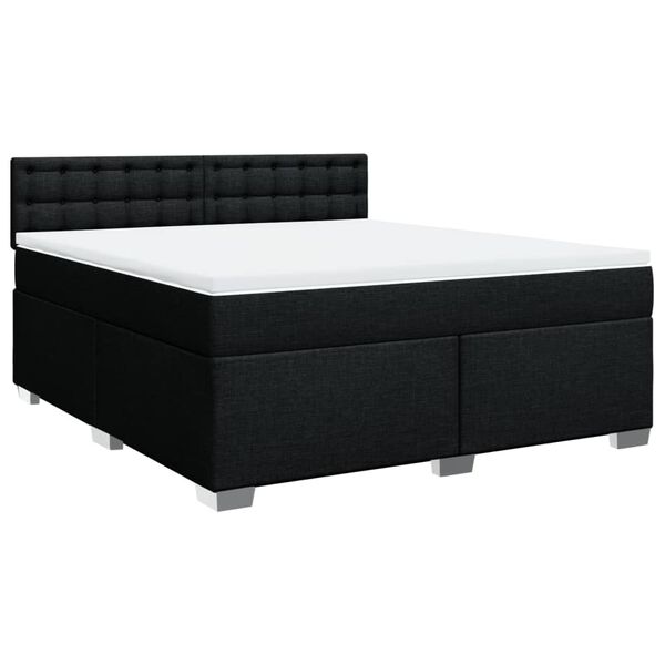 vidaXL Sommier &agrave; lattes de lit avec matelas Noir 180x200 cm Tissu