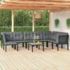 vidaXL Salon de jardin 9 pcs noir et gris r&eacute;sine tress&eacute;e