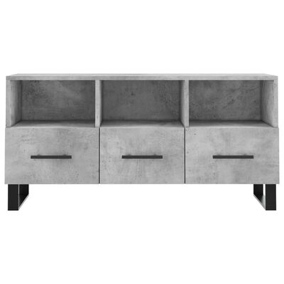 vidaXL Meuble TV gris béton 102x36x50 cm bois d'ingénierie