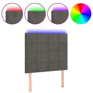 vidaXL T&ecirc;te de lit &agrave; LED Gris fonc&eacute; 80x5x118/128 cm Velours