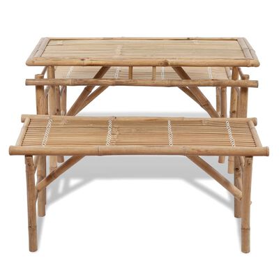 vidaXL Table de brasserie avec 2 bancs 100 cm Bambou