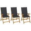 vidaXL Chaises pliables de jardin lot de 3 avec coussins Bois d'acacia